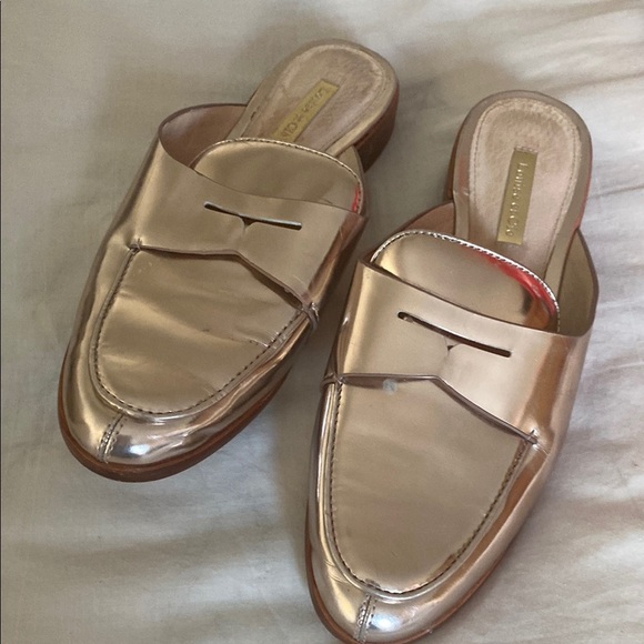 Leather Louise et Cie Gold Metallic Loafers - Picture 1 of 5
